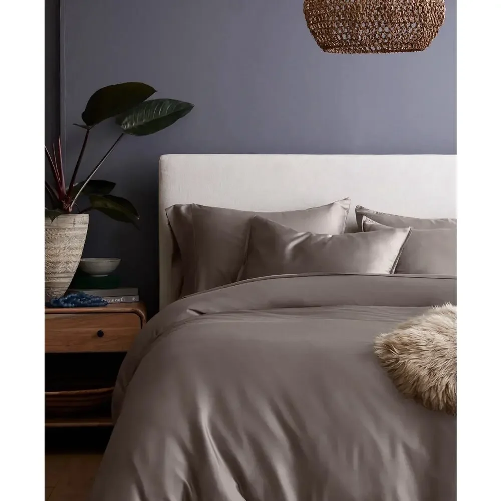 QUINCE Bamboo Duvet Cover Full/Queen Sand 100% Organic + 1 Pillowcase STONE
